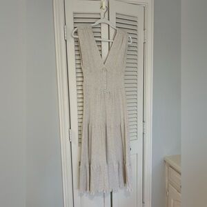 Sleeveless V-Neck Cream Maxi Dress